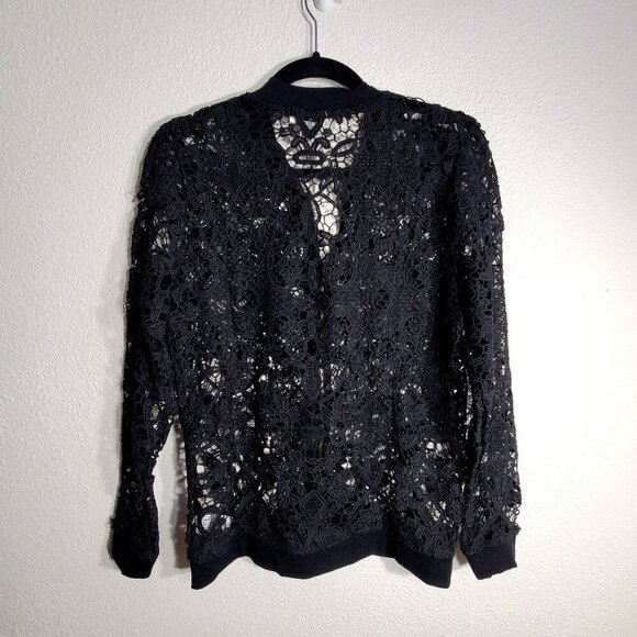 Simply Noelle Black Lace Zip-Up Cardigan S/M 8-10 Womens Lightweight Jacket NWT - Picture 13 of 15